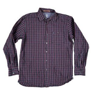 Timberland Maroon & Grey Long Sleeve Casual Button Down Shirt Size Medium